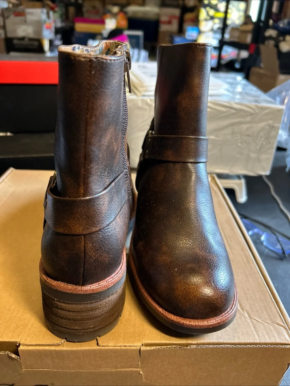 boc Dark Brown Leather Harness Ankle Boots